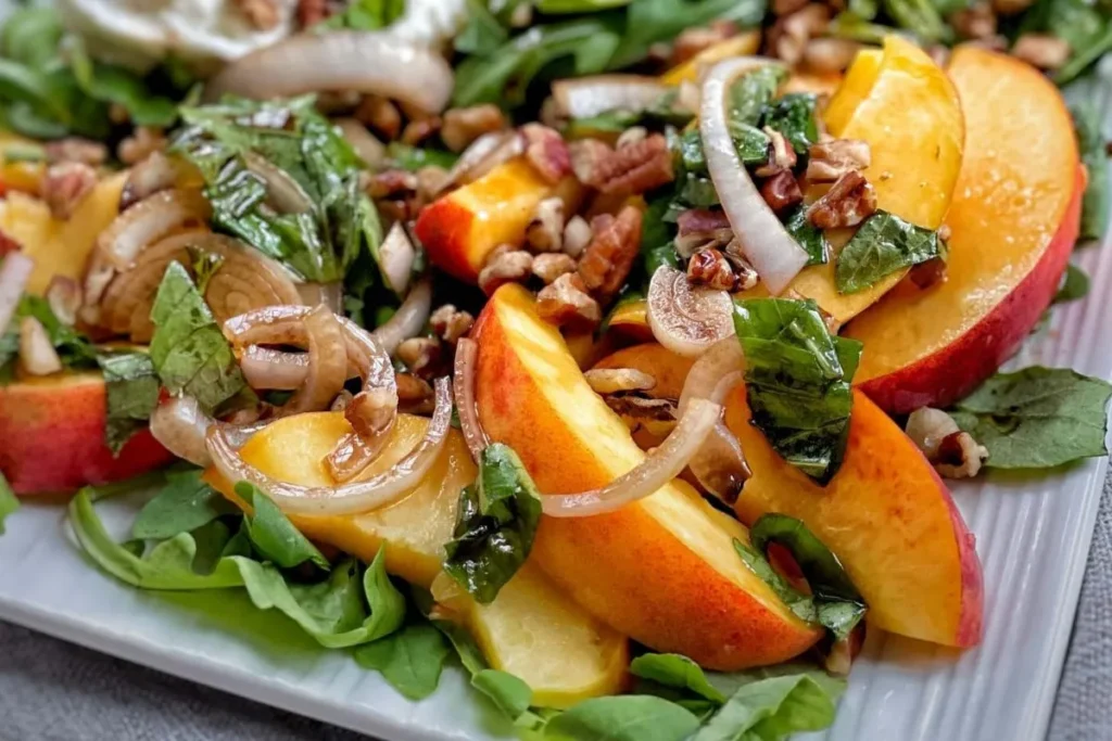 salade peche burrata